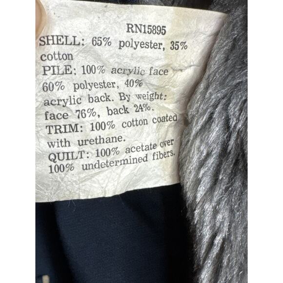 Vintage Chore Jacket Navy Canvas Coat Size 44 Sherpa Style 1970s Retro Utility - Picture 10 of 13